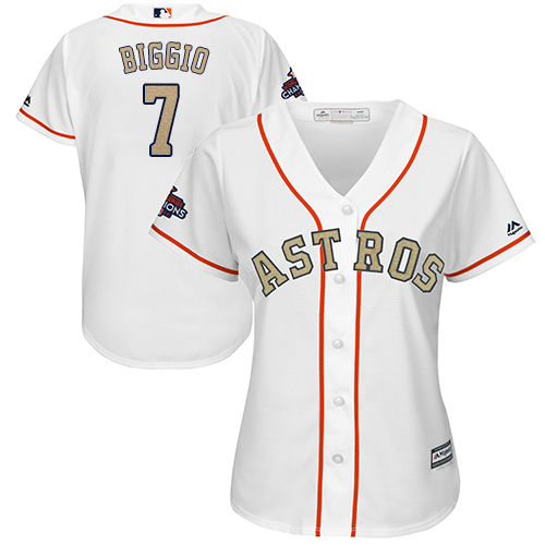 Astros #7 Craig Biggio White 2018 Gold Program Cool Base Women's Stitched MLB Jersey